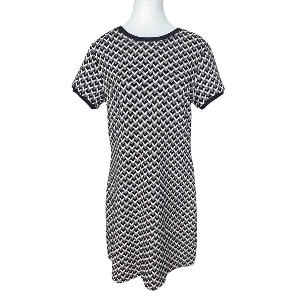 Suzy Shier Printed Pattern Black And Cream Dress Size Large